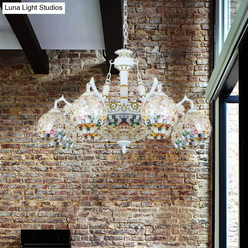 White Tiffany Shell Pendant Chandelier - 5/9/11 Lights Suspension Lamp For Living Room 11 /