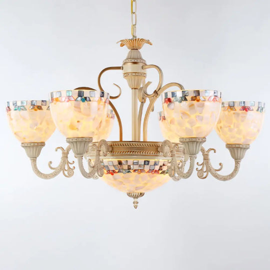 Shell White Chandelier: Mediterranean Suspension Lighting For Living Room 9 / Up