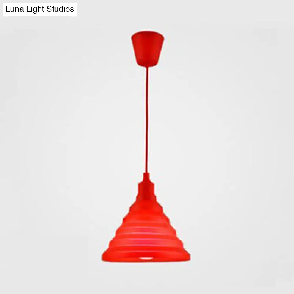 Modern Silica Gel Pendant Light In Multi Colors - Folding Hanging Lamp