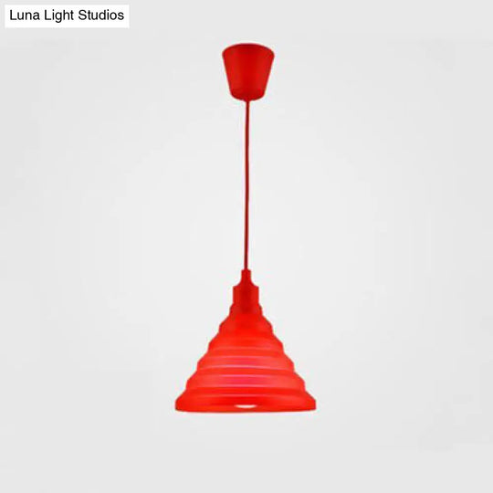 Modern Silica Gel Pendant Light In Multi Colors - Folding Hanging Lamp Red