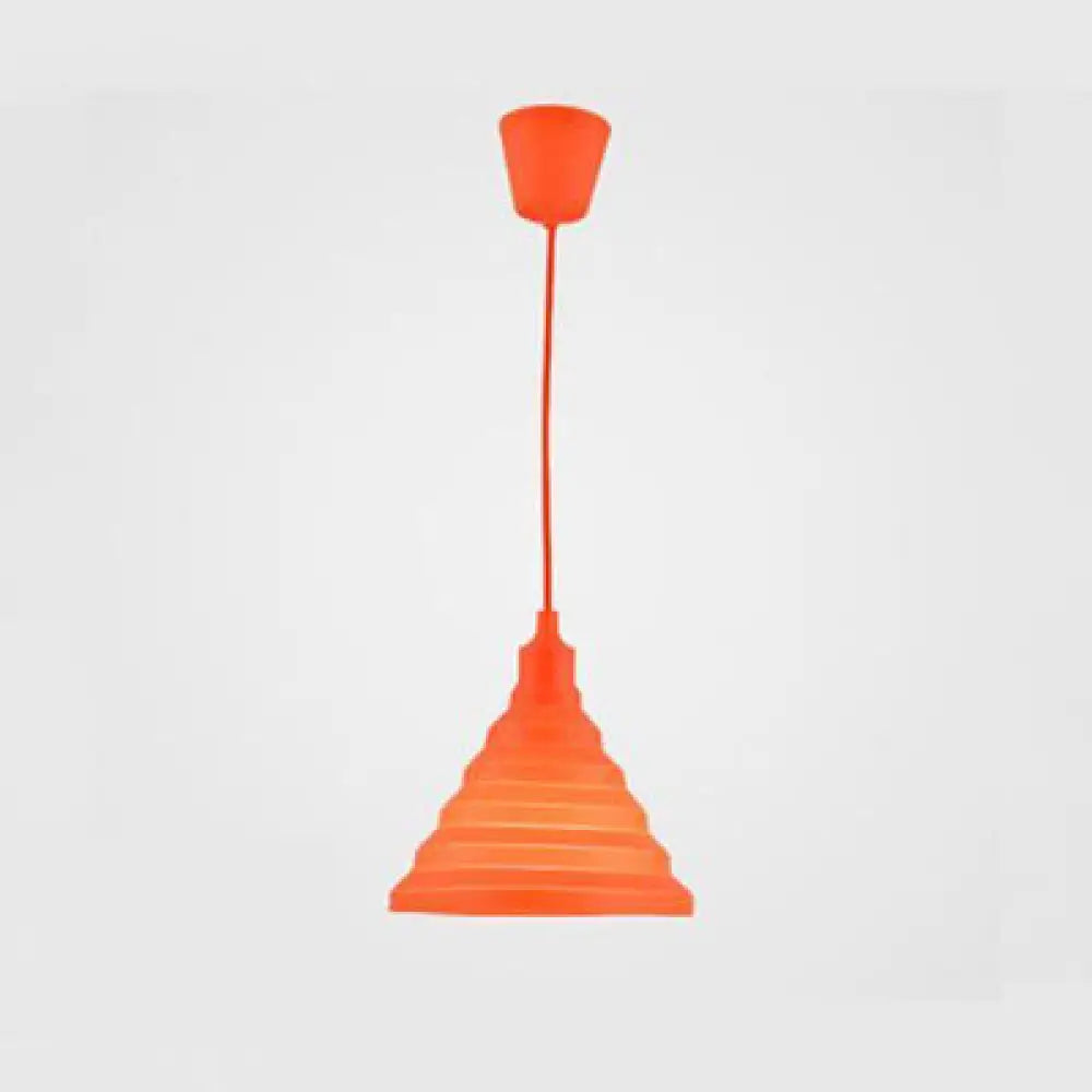 Silica Gel Babel Pendant Light – Modern & Foldable Hanging Lamp In Multi Colors Orange