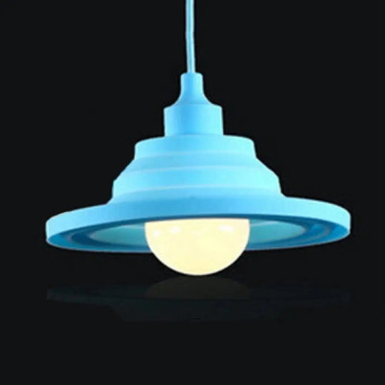 Silica Gel Babel Pendant Light – Modern & Foldable Hanging Lamp In Multi Colors Sky Blue