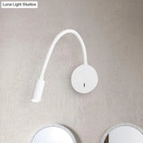 Silicone And Metal Led Adjustable Cylinder Reading Wall Light In Contemporary Black/White Design