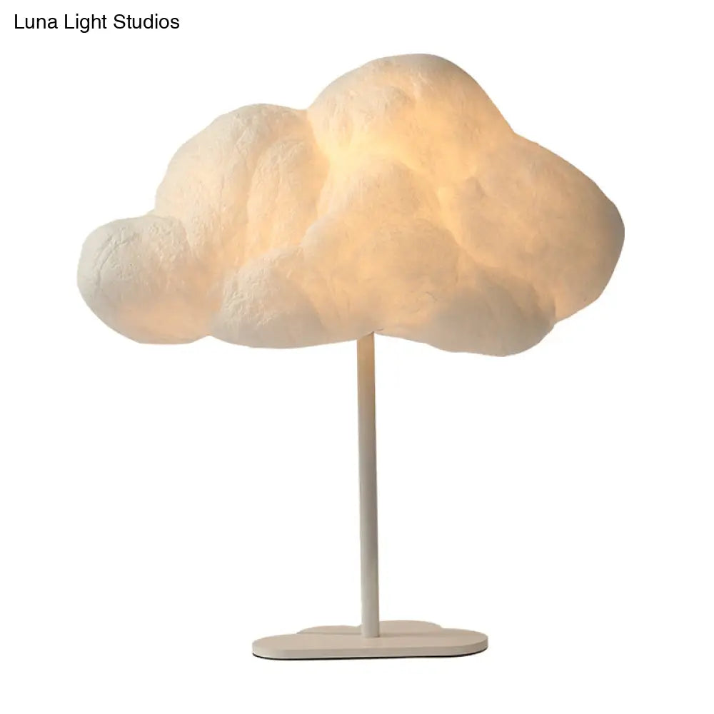 Silk Cloud Night Table Lamp: Minimalist 1 Light White Task Lighting For Childrens Bedroom