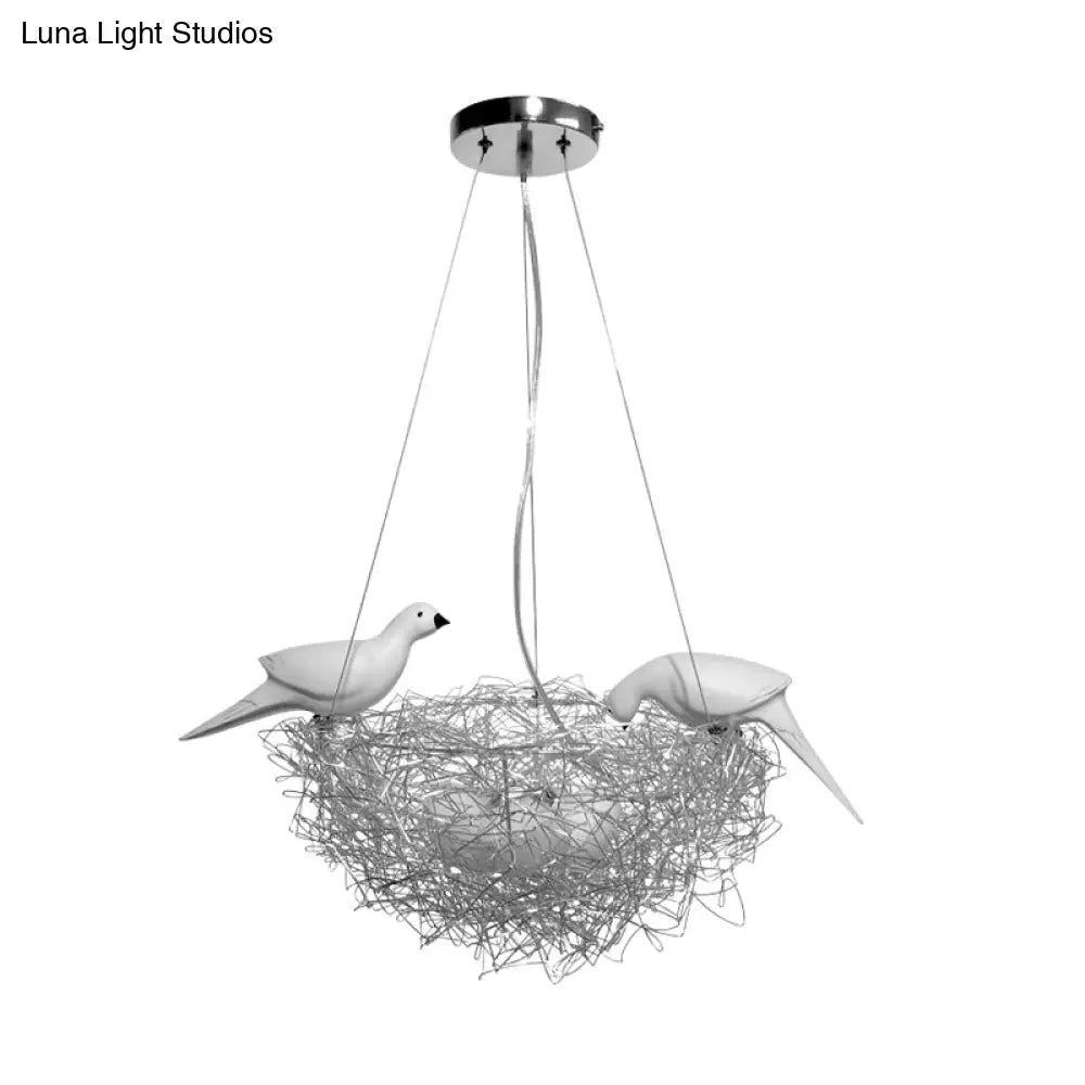 Silver Aluminum Bird Design Led Pendant Lamp For Childrens Room Decor