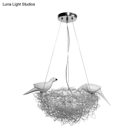 Silver Aluminum Bird Design Led Pendant Lamp For Childrens Room Decor