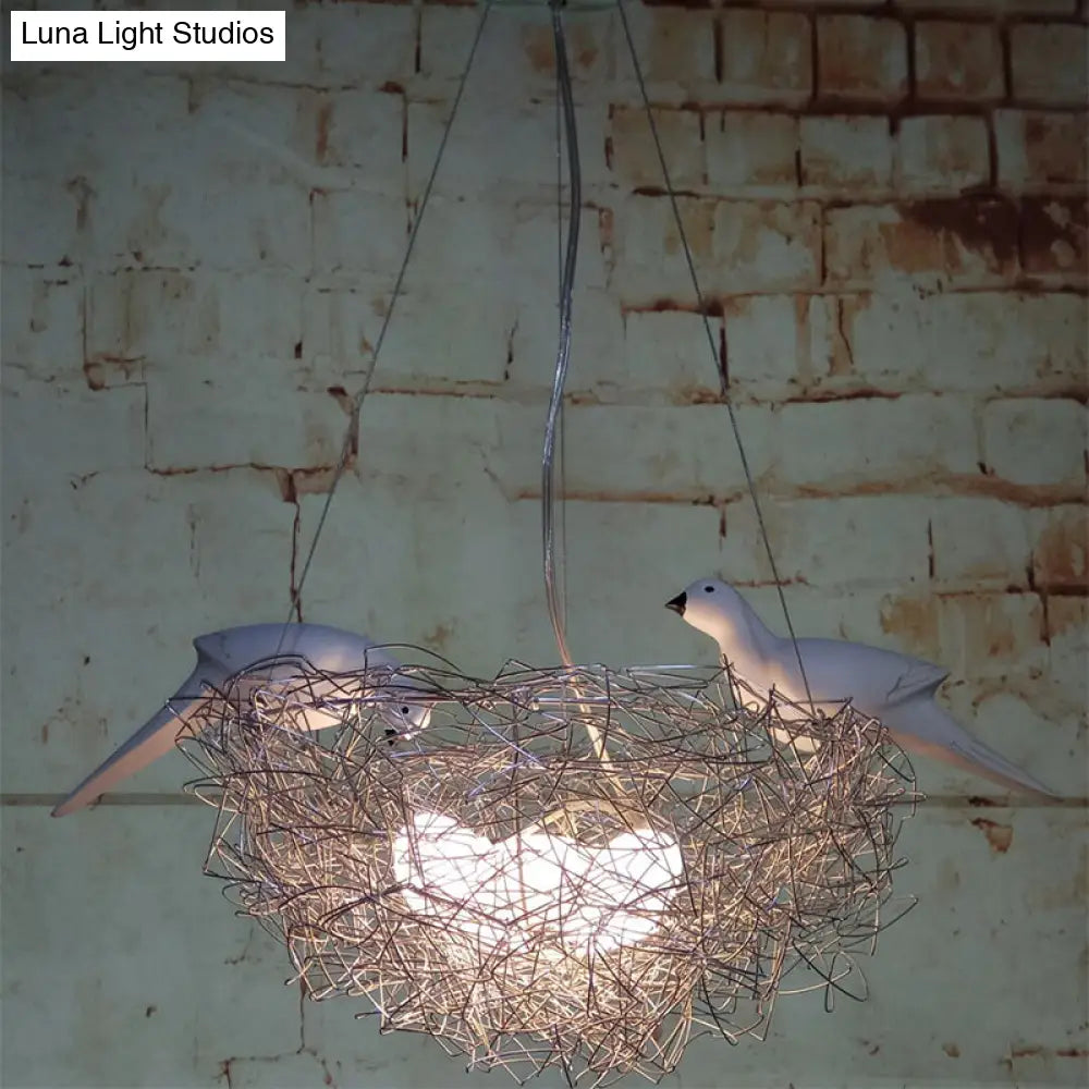 Silver Aluminum Bird Design Led Pendant Lamp For Childrens Room Decor