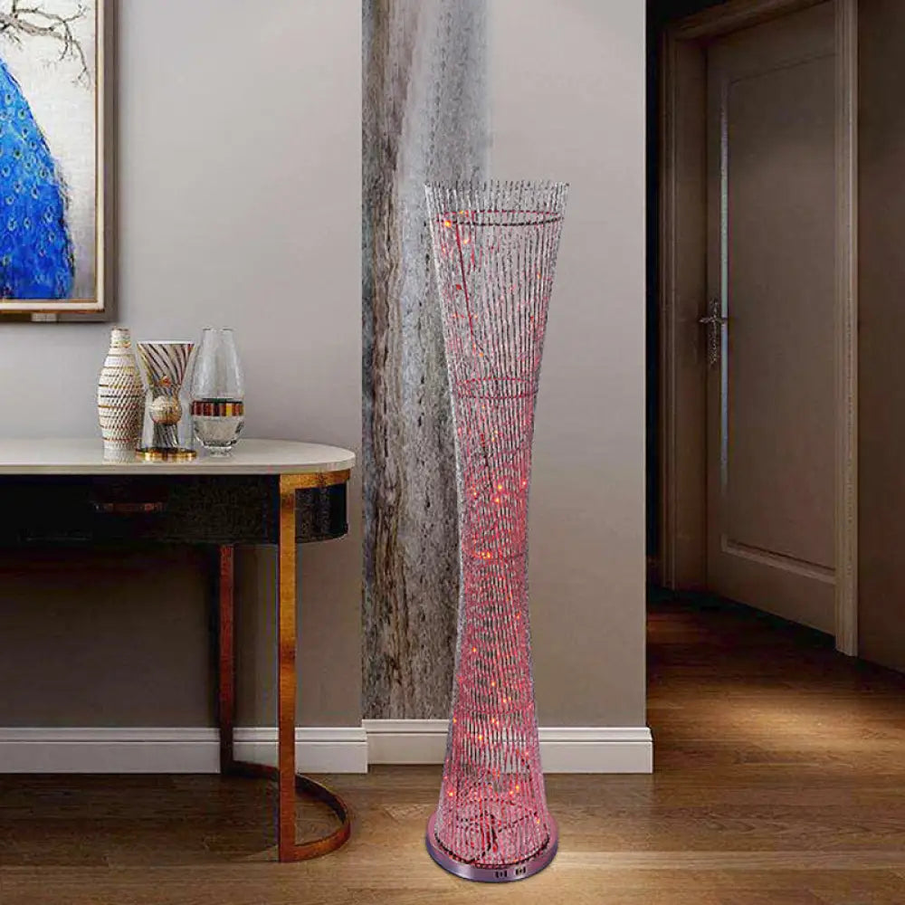 Silver Aluminum Canton Tower Led Floor Reading Lamp - Stylish Bedroom Light Décor