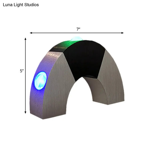 Silver & Black Arch Small Wall Light: Simplicity Meets Aluminum Rgb Color Led Sconce Fixture