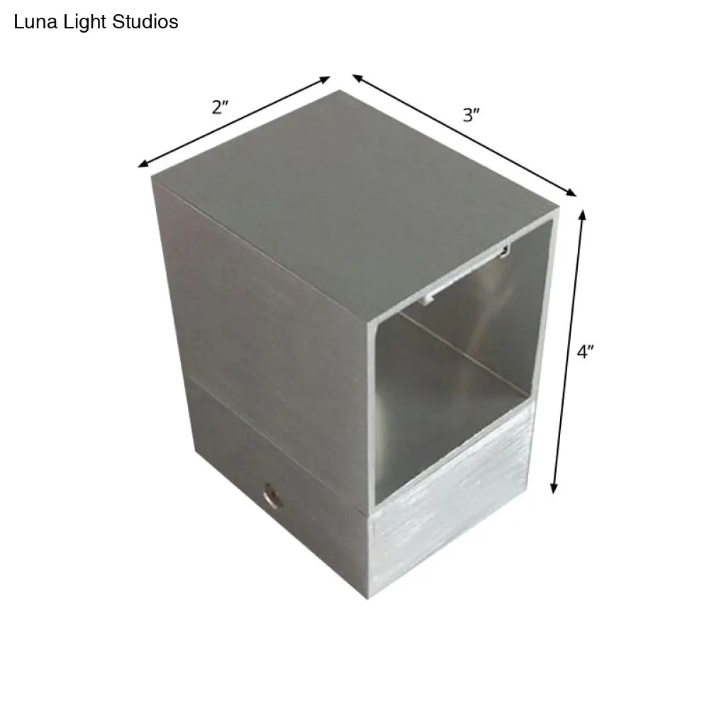 Silver Cube Led Wall Sconce With Multicolor Lighting For Bedroom