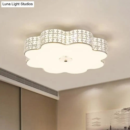 Silver Flower Ceiling Lamp: Simple Style Led Flush Mount Light Fixture For Bedroom - 12/16/19.5 Wide