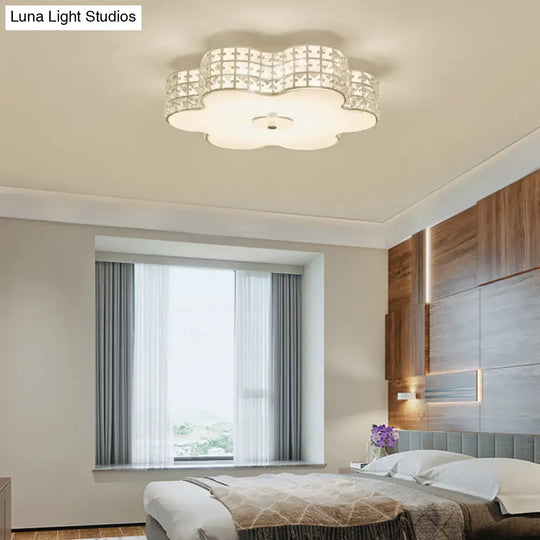 Silver Flower Ceiling Lamp: Simple Style Led Flush Mount Light Fixture For Bedroom -