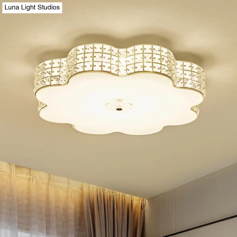 Silver Flower Ceiling Lamp: Simple Style Led Flush Mount Light Fixture For Bedroom - 12/16/19.5 Wide