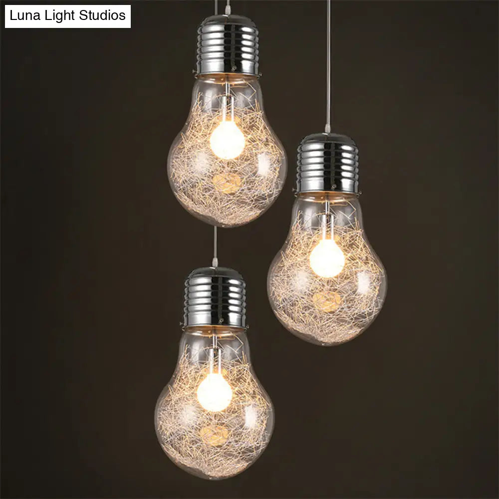 Sleek Silver Glass Pendant Lamp | Minimalist Hanging Light Fixture