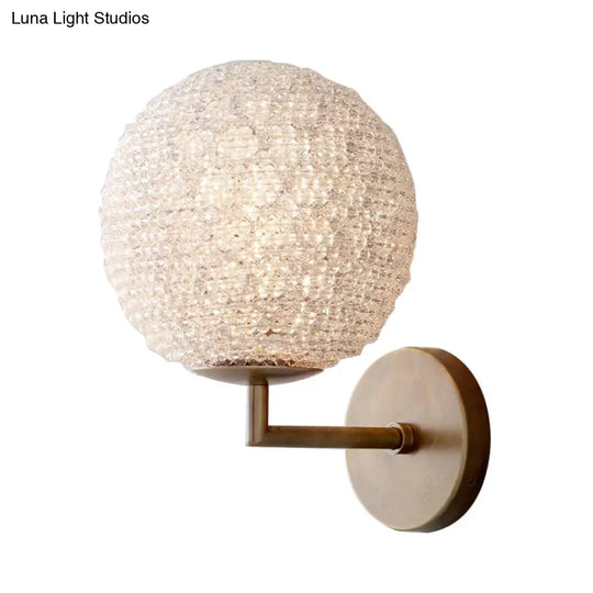 Silver/Gold Crystal Globe Sconce: Elegant Wall Mounted Lamp For Bedroom