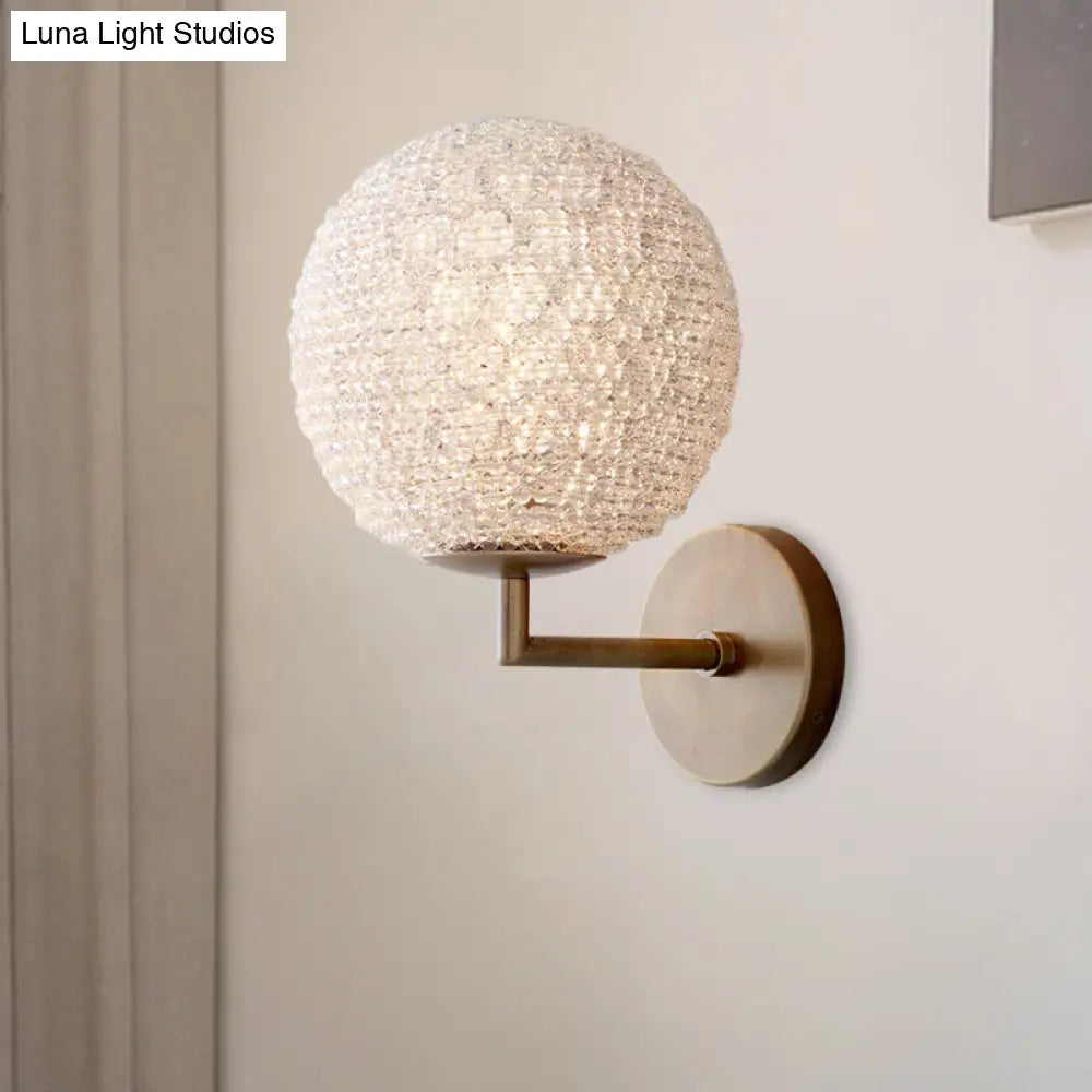 Silver/Gold Crystal Globe Sconce: Elegant Wall Mounted Lamp For Bedroom