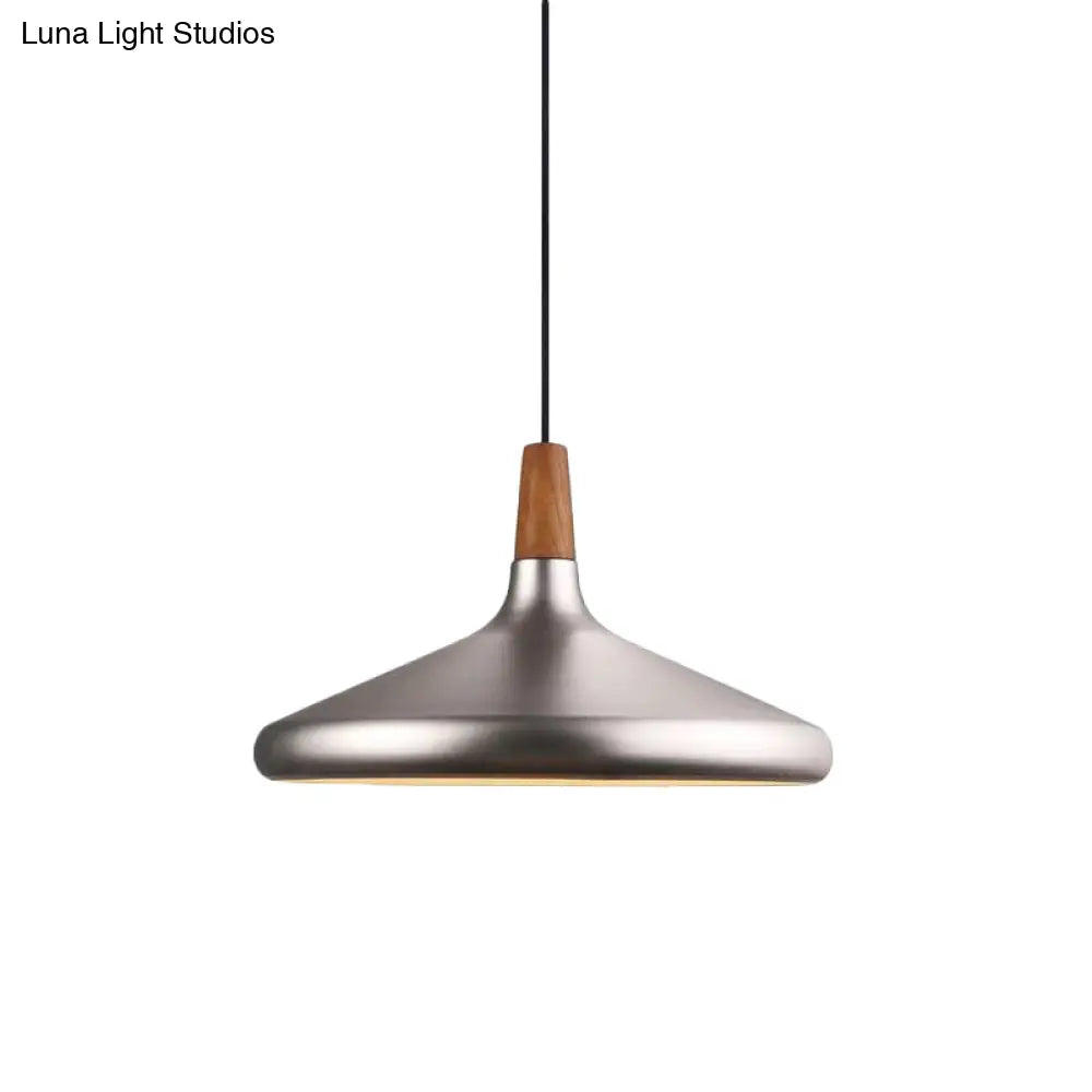 Silver Industrial Cone Ceiling Pendant Light - 1-Light Aluminum Suspension Lamp 7’/10.5’/16’ Wide