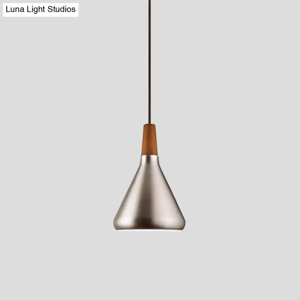 Silver Industrial Cone Ceiling Pendant Light - 1-Light Aluminum Suspension Lamp 7’/10.5’/16’ Wide