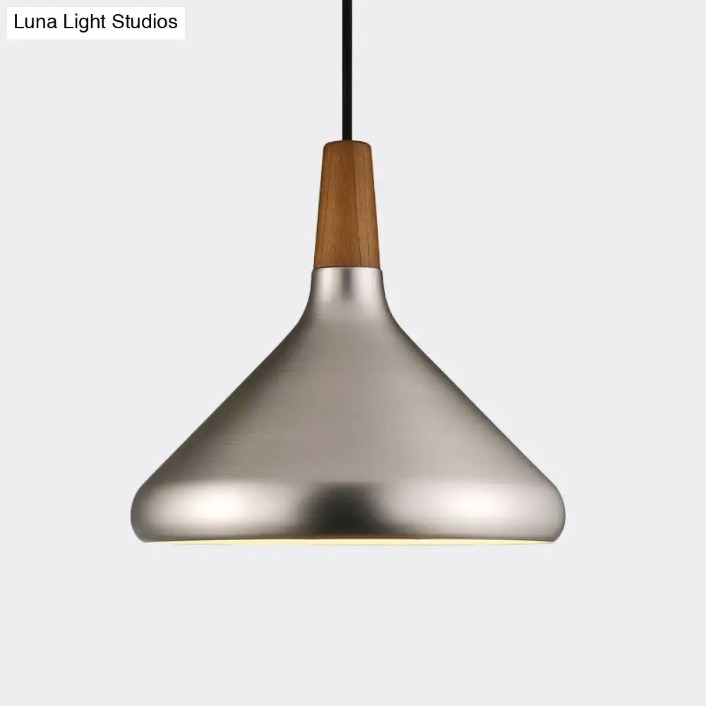 Industrial Cone Ceiling Pendant Light - 1-Light Aluminum Suspension Lamp In Silver Wide Range Of