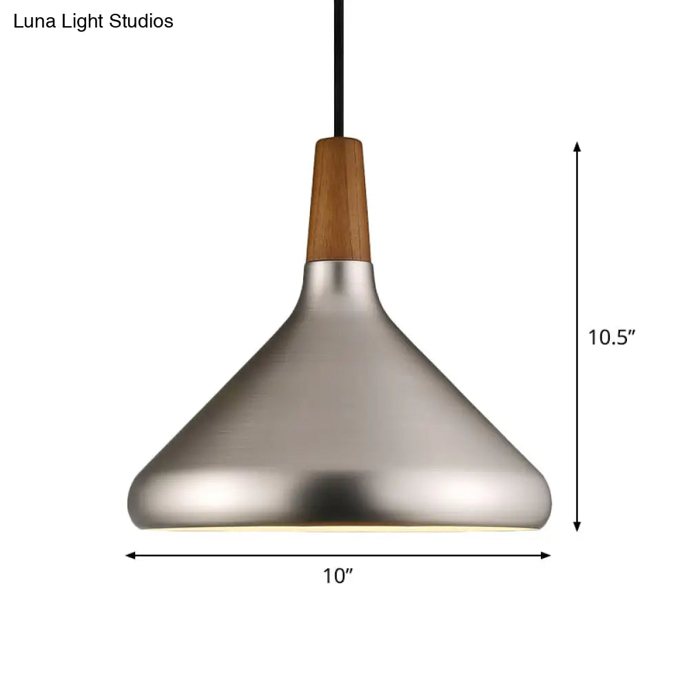 Industrial Cone Ceiling Pendant Light - 1-Light Aluminum Suspension Lamp In Silver Wide Range Of