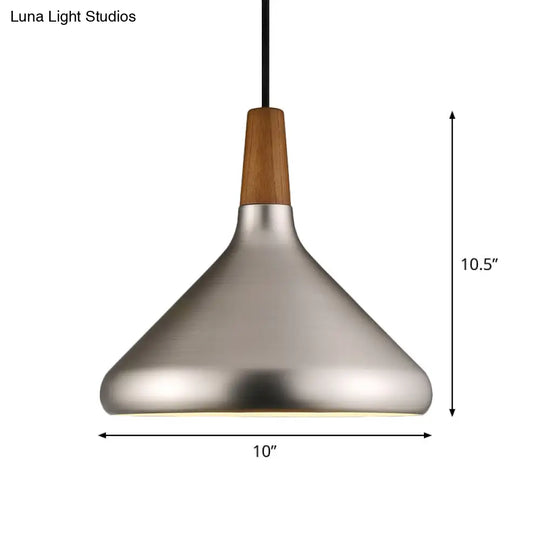 Industrial Cone Ceiling Pendant Light - 1-Light Aluminum Suspension Lamp In Silver Wide Range Of