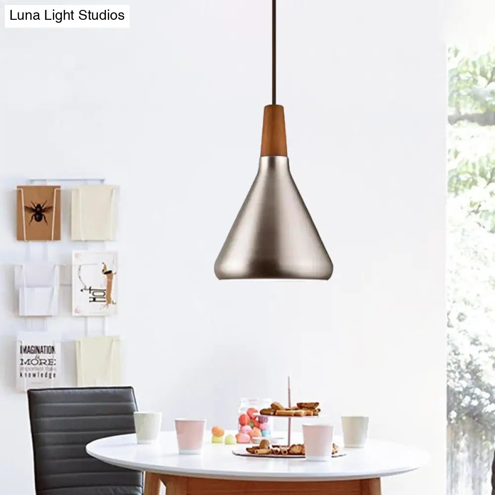 Industrial Cone Ceiling Pendant Light - 1-Light Aluminum Suspension Lamp In Silver Wide Range Of