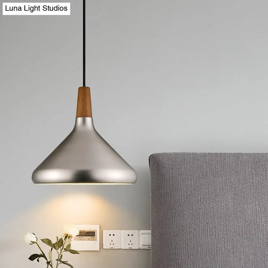 Industrial Cone Ceiling Pendant Light - 1-Light Aluminum Suspension Lamp In Silver Wide Range Of