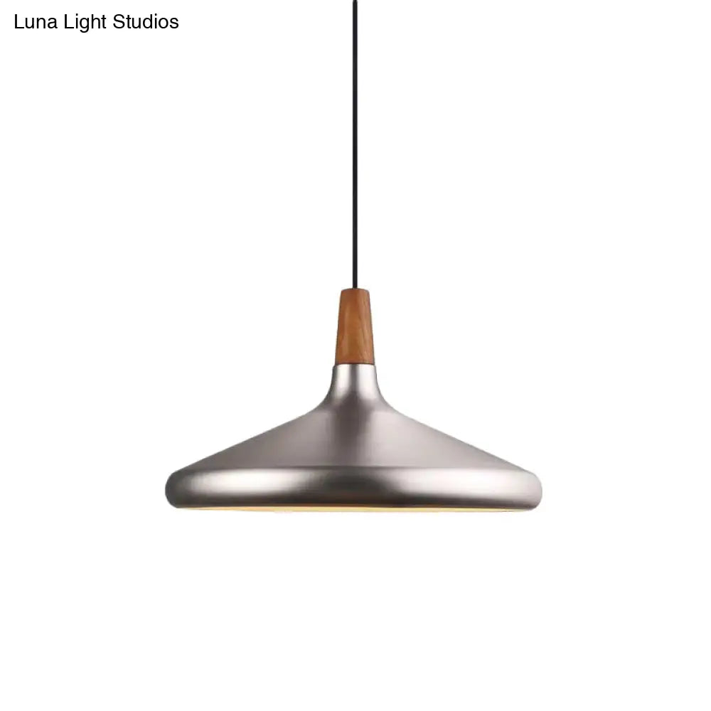 Industrial Cone Ceiling Pendant Light - 1-Light Aluminum Suspension Lamp In Silver Wide Range Of