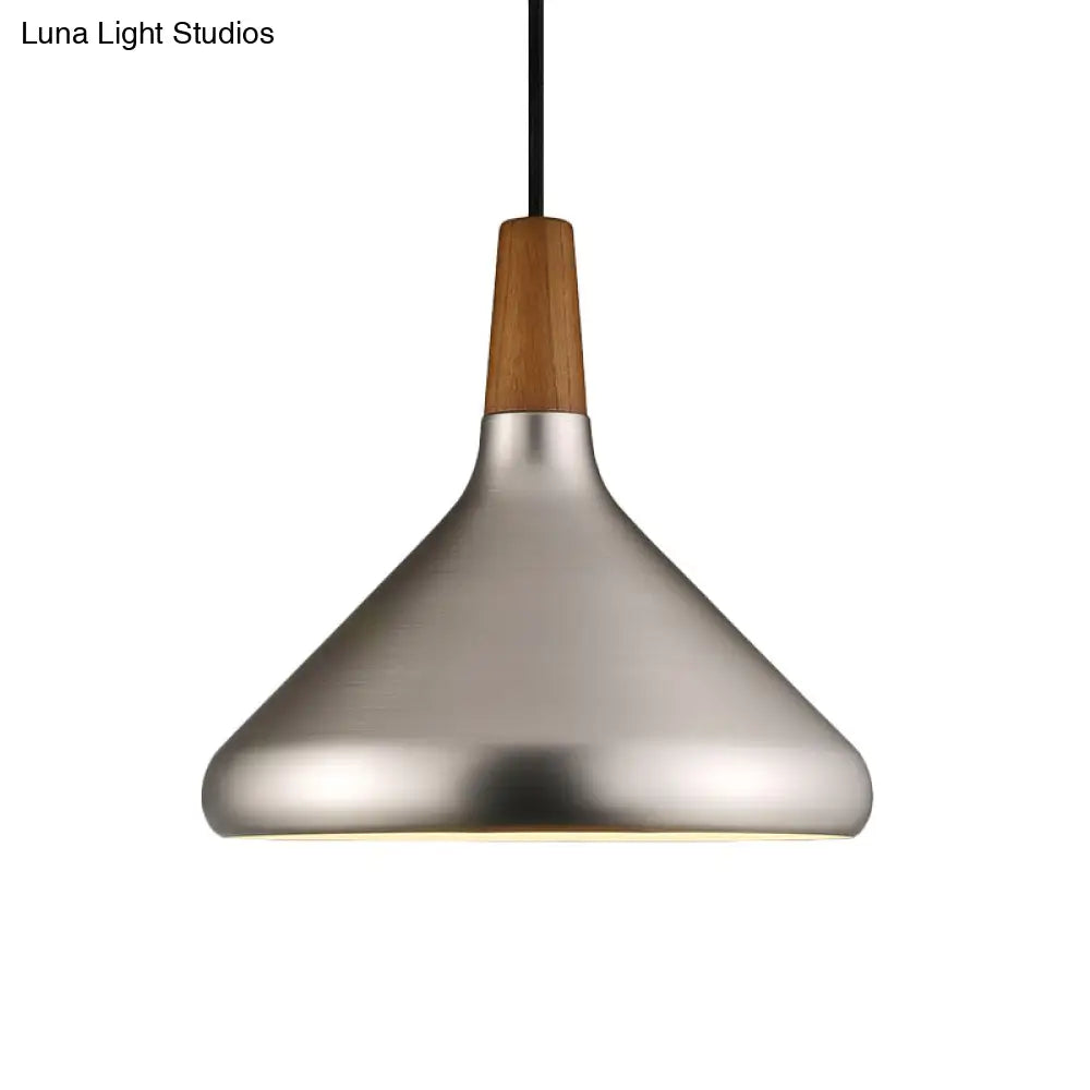 Industrial Cone Ceiling Pendant Light - 1-Light Aluminum Suspension Lamp In Silver Wide Range Of