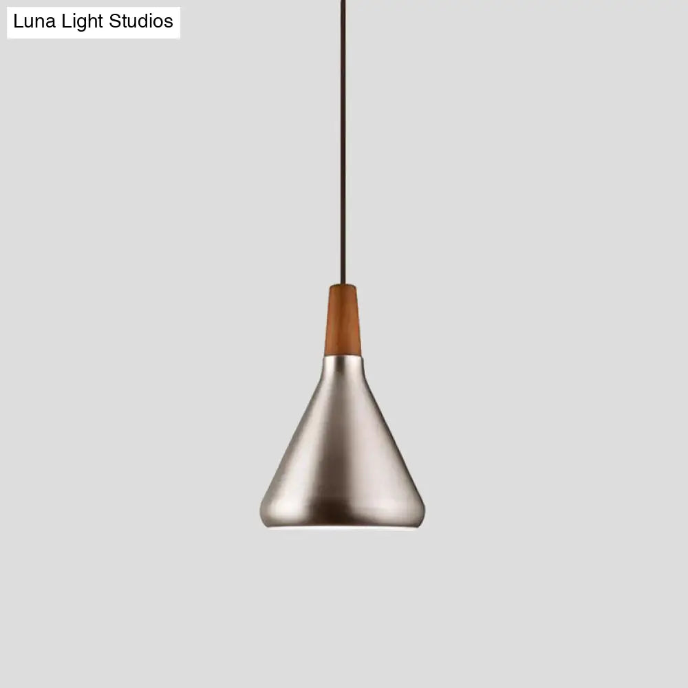 Industrial Cone Ceiling Pendant Light - 1-Light Aluminum Suspension Lamp In Silver Wide Range Of