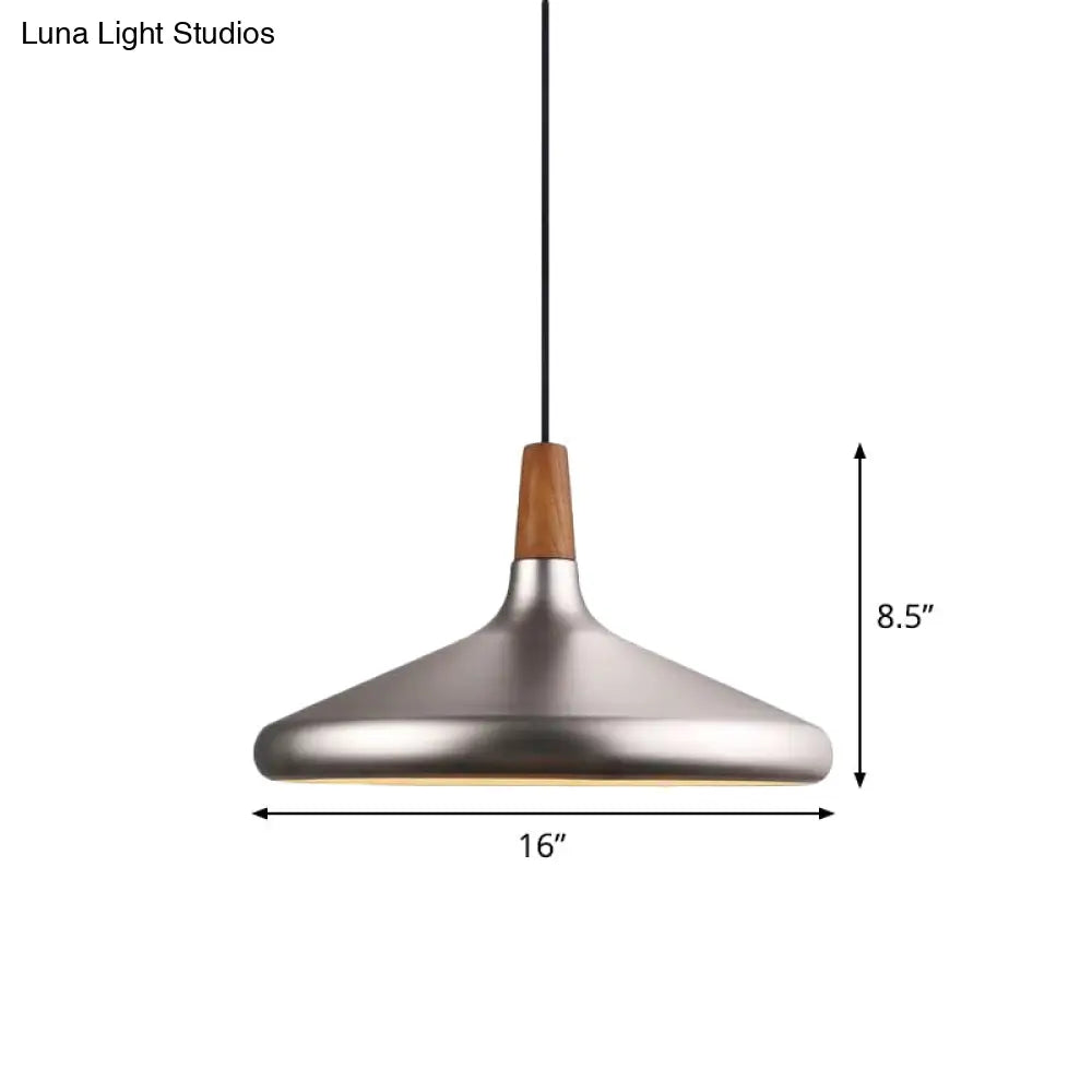 Silver Industrial Cone Ceiling Pendant Light - 1-Light Aluminum Suspension Lamp 7’/10.5’/16’ Wide