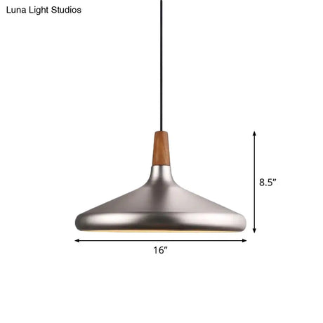 Silver Industrial Cone Ceiling Pendant Light - 1-Light Aluminum Suspension Lamp 7’/10.5’/16’ Wide