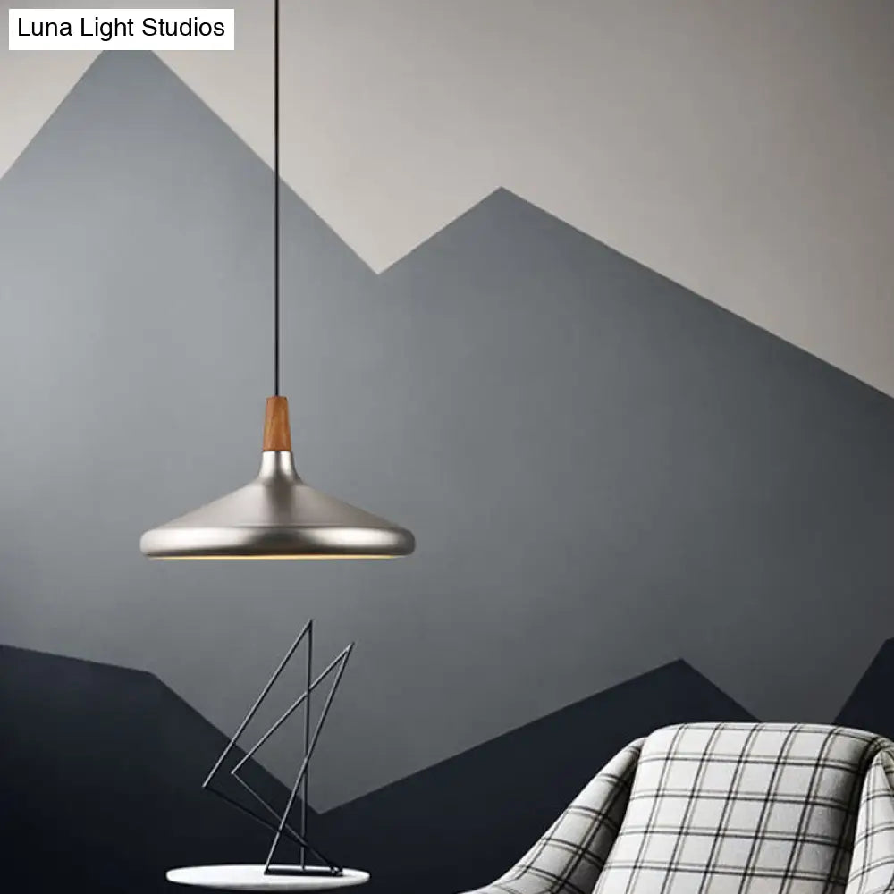 Industrial Cone Ceiling Pendant Light - 1-Light Aluminum Suspension Lamp In Silver Wide Range Of