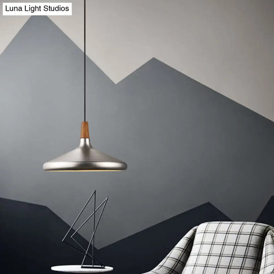 Industrial Cone Ceiling Pendant Light - 1-Light Aluminum Suspension Lamp In Silver Wide Range Of