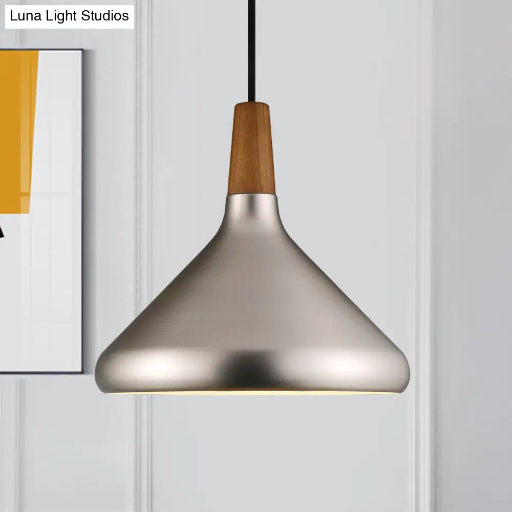 Industrial Cone Ceiling Pendant Light - 1-Light Aluminum Suspension Lamp In Silver Wide Range Of