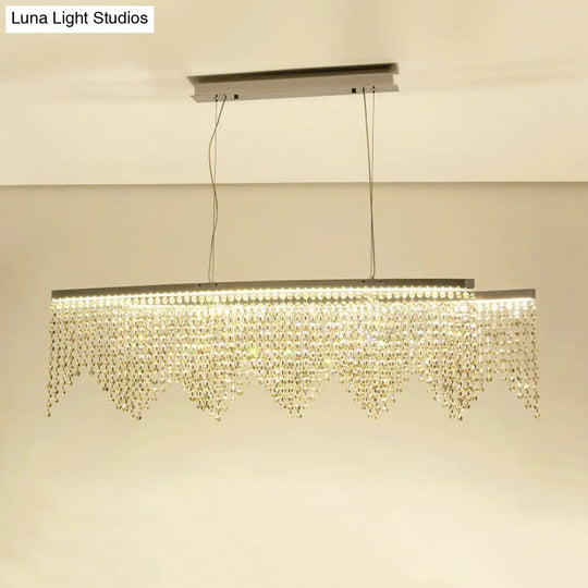 Silver Led Crystal Island Pendant - Sleek And Contemporary Ceiling Suspension Lamp