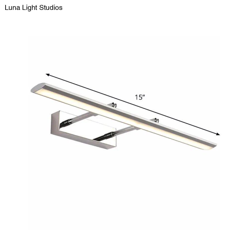 Silver Led Vanity Wall Light With Sleek Metal Shade - Modern Washroom Fixture