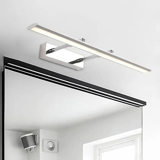 Silver Led Vanity Wall Light With Sleek Metal Shade - Modern Washroom Fixture