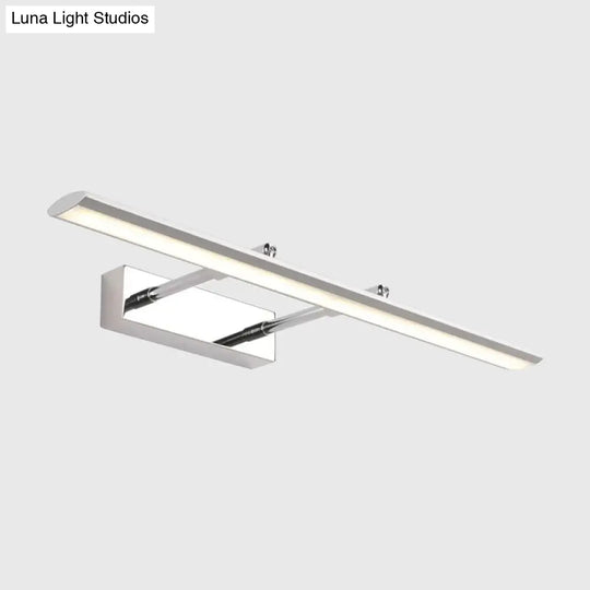 Silver Led Vanity Wall Light With Sleek Metal Shade - Modern Washroom Fixture