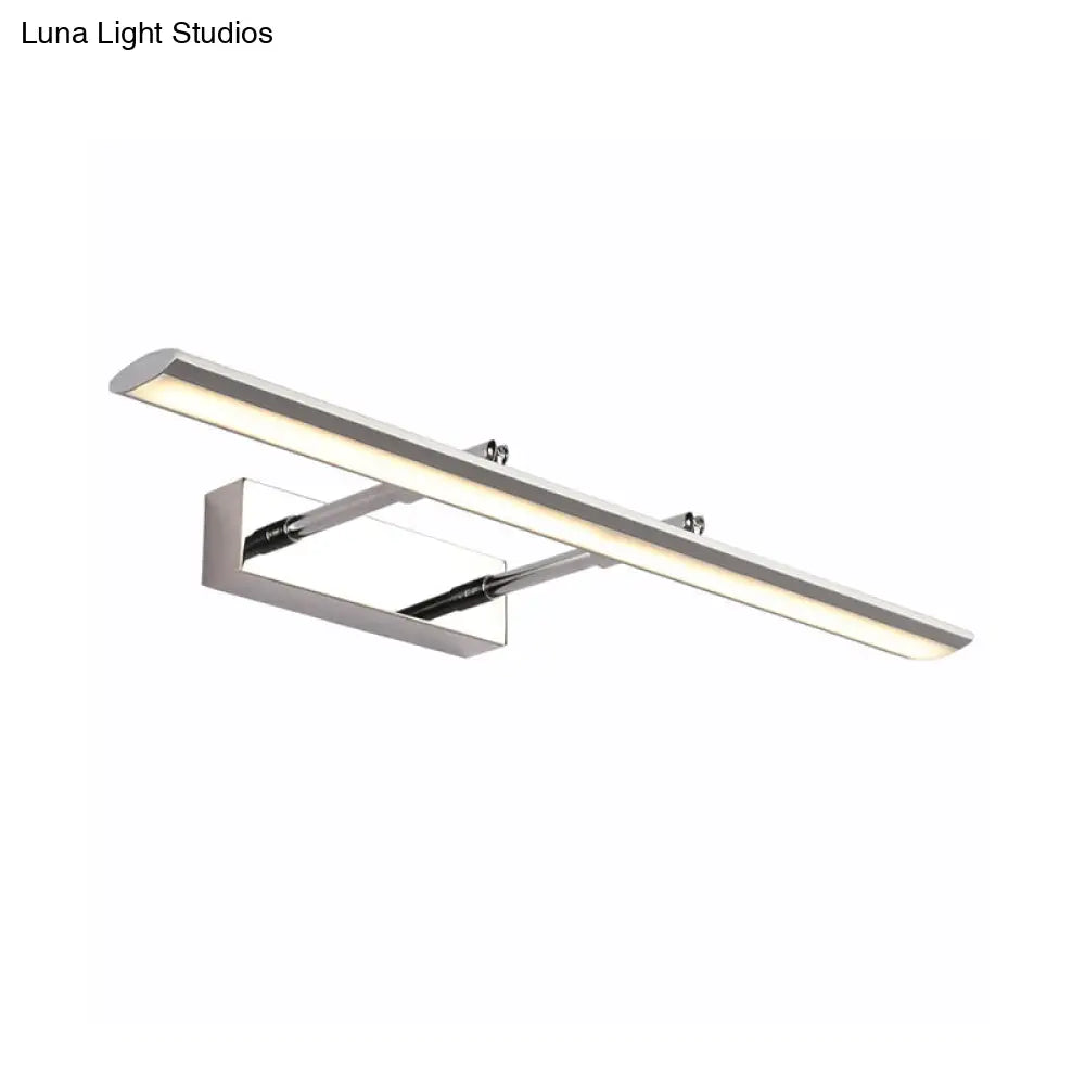 Silver Led Vanity Wall Light With Sleek Metal Shade - Modern Washroom Fixture