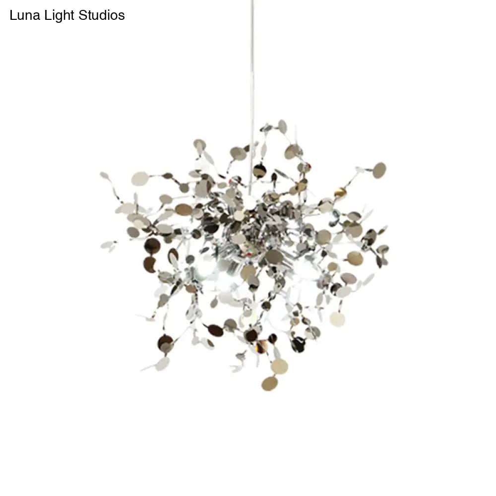 Silver Metal Led Pendant Light Fixture For Modern Living Rooms