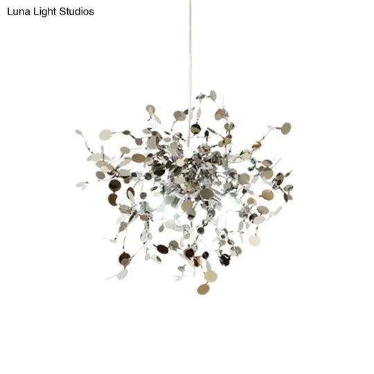 Silver Metal Led Pendant Light - Modern Sputnik Design For Living Room Ceiling