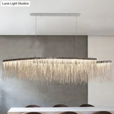 Silver Metallic Tassel Chain Led Pendant Light - Post-Modern Dining Room Island Lighting