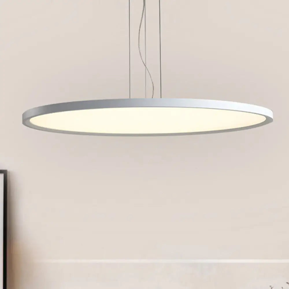 Silver Round Corridor Pendant Led Light Fixture - Modern Acrylic Suspension Lighting