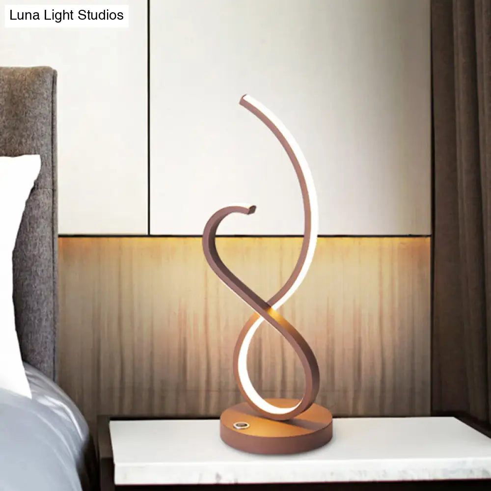 Modern Metallic Linear Table Lamp - Minimalist Led Nightstand Lighting Coffee With Warm/White Light