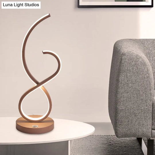 Modern Metallic Linear Table Lamp - Minimalist Led Nightstand Lighting Coffee With Warm/White Light