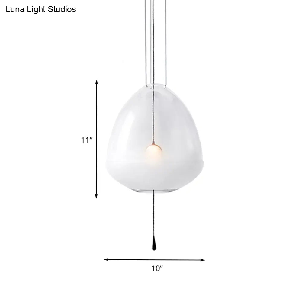 Simple 1-Head Elliptical Bedside Pendant Lamp - Clear Frosted Glass Ceiling Suspension Lighting