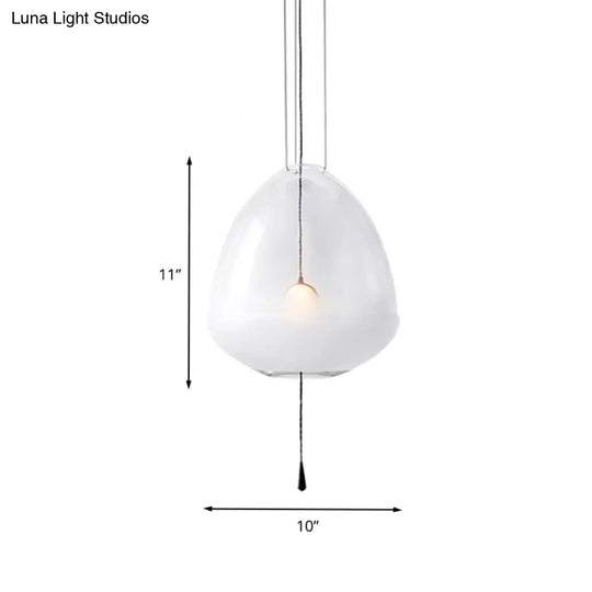 Simple 1-Head Elliptical Bedside Pendant Lamp - Clear Frosted Glass Ceiling Suspension Lighting