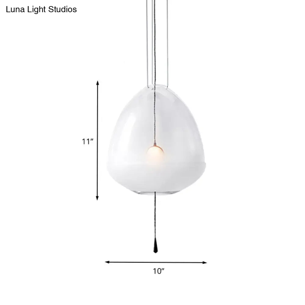 Simple 1-Head Elliptical Bedside Pendant Lamp With Clear Frosted Glass - Ceiling Suspension Lighting