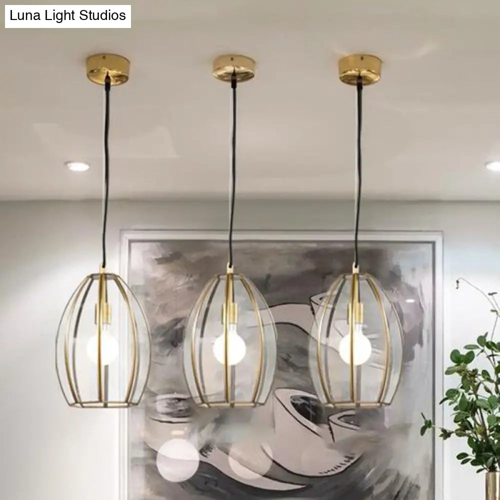 Simple 1-Light Clear Glass Hanging Pendant Lamp Kit For Dining Room - 12/12.5/13 Wide